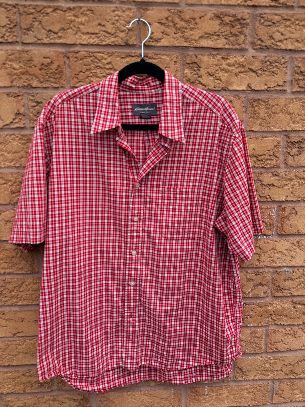 4/$25 • Eddie Bauer Red Plaid Short-Sleeve Button-Up Shirt